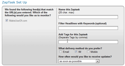 ZapTXT - Filtrer les flux RSS et les faire livrer à votre client de messagerie ou de messagerie instantanée