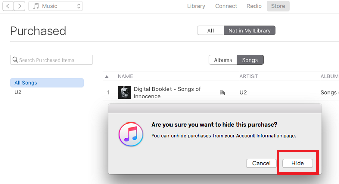 Comment masquer la musique achetée dans iTunes iTunes masquer l'achat 670x365