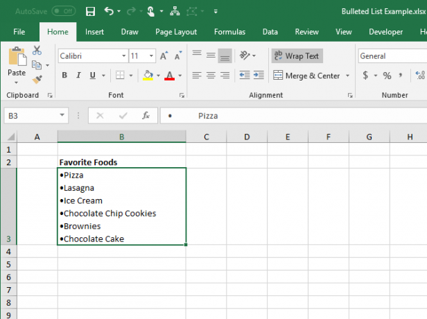 Liste à puces copiée de Word vers une seule cellule dans Excel