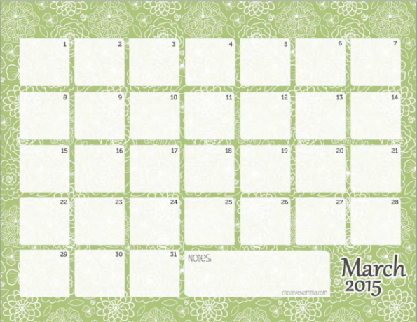 Calendrier mensuel CreativeMomma