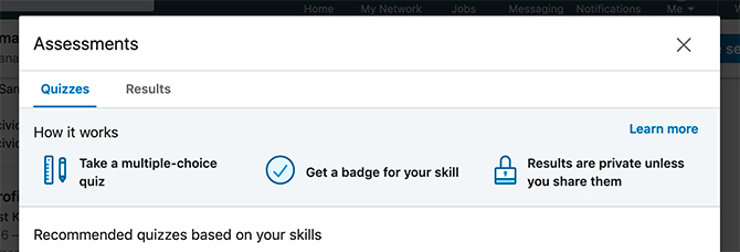 Les évaluations de compétences LinkedIn vous donnent un badge de vérification