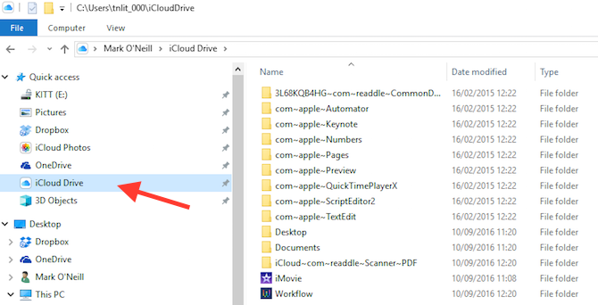 Capture d'écran du panneau de configuration iCloud dans l'explorateur de fichiers Windows