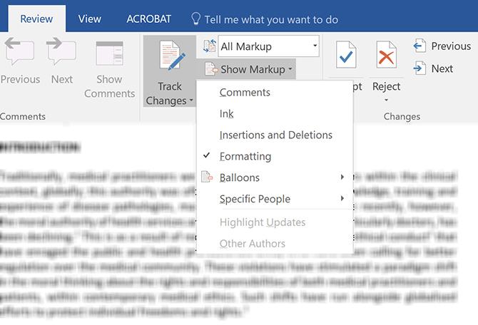 Comment filtrer et appliquer les modifications suivies dans Microsoft Word Show Markup