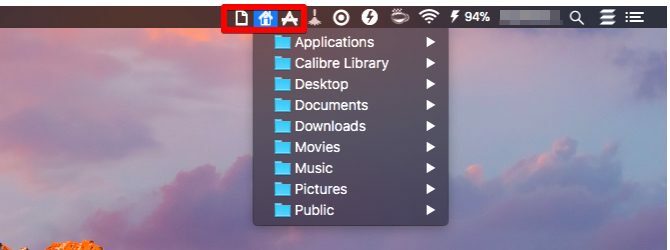 Applications de la barre de menus de xmenu-Mac