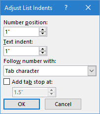 Ajuster le retrait de liste automatique de Microsoft Word