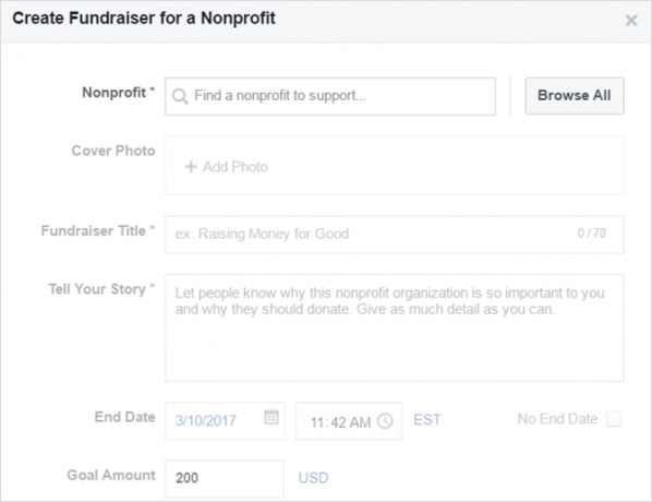 Fonctionnalités Facebook impressionnantes que vous n'avez jamais pensé à cliquer sur FacebookCreateFundraiser web