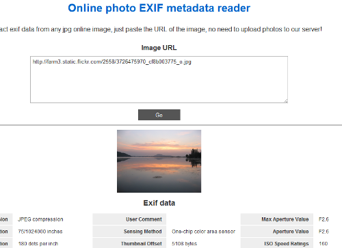 extraire des données exif en ligne