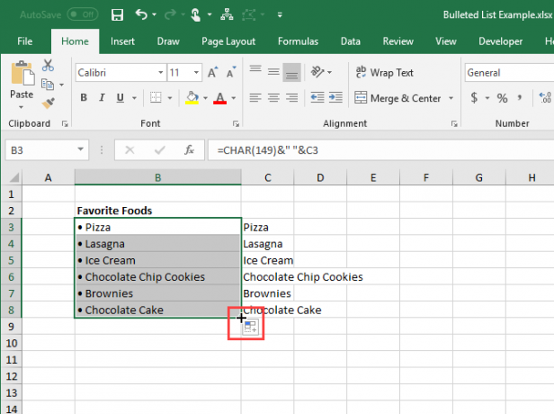 Utiliser le remplissage automatique dans Excel pour copier une formule dans d'autres cellules