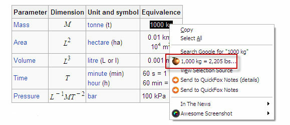 conversions d'unités