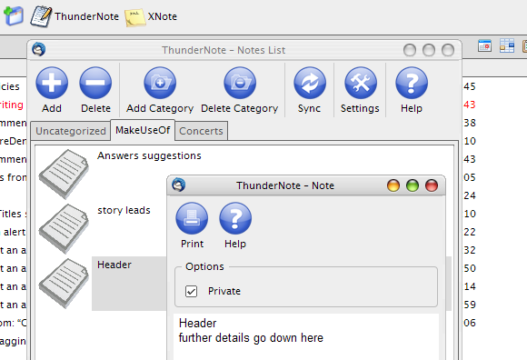 Addon Notes Thunderbird