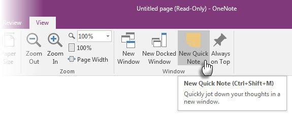 Microsoft OneNote - Nouvelle note rapide