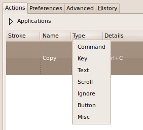 gestes de la souris linux