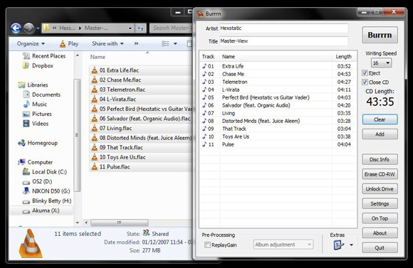 Burrrn - Un utilitaire gratuit pour graver des CD audio à partir de FLAC, OGG & MP3 & More burnflac