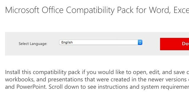 pack de compatibilité microsoft