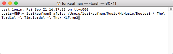 Lire un fichier audio en utilisant afplay sur la ligne de commande sur Mac
