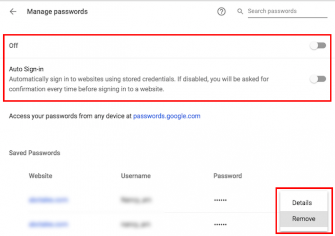 Attention: ne plus utiliser la saisie automatique dans les paramètres de saisie automatique de Chrome de Password Manager