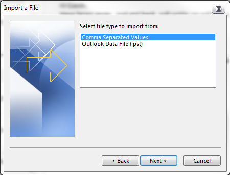 Importation CSV Outlook