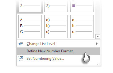 Modifier le format de liste numérotée par défaut