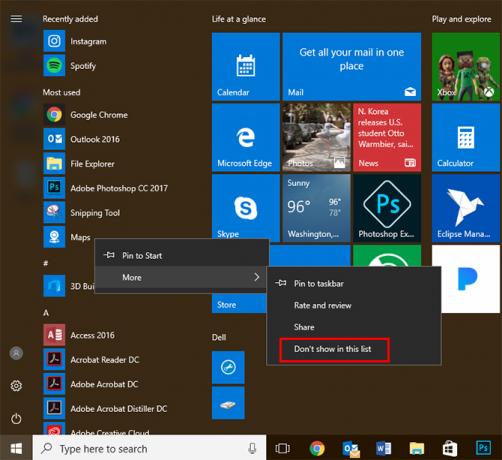 Comment supprimer "Applications les plus utilisées" du menu Démarrer de Windows 10 MostUsed1