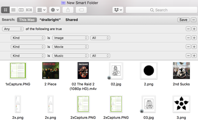 Fichiers vidéo du dossier intelligent Mac