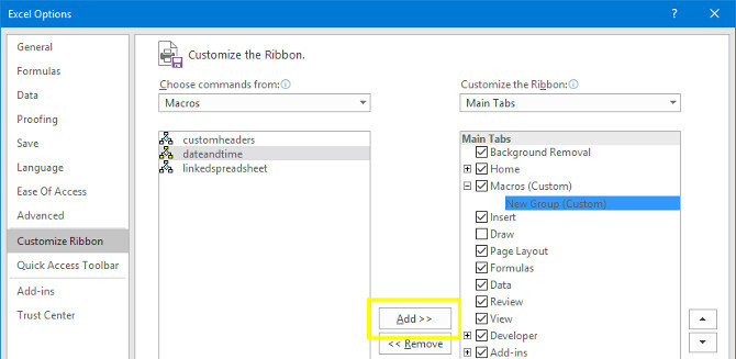 Excel ajouter une macro