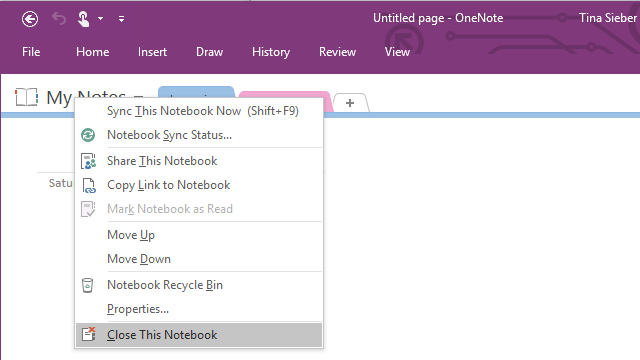 Bloc-notes OneNote Close