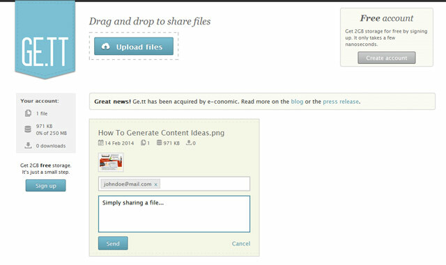 Partager des fichiers avec Ge.tt
