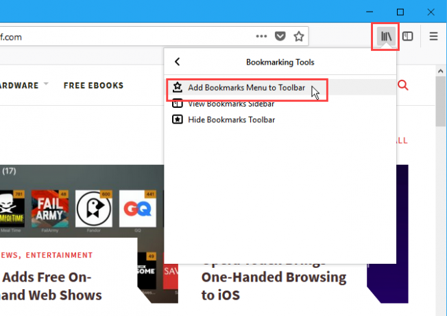 Ajouter le menu des signets à la barre d'outils dans Firefox