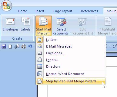 mailings Microsoft Word