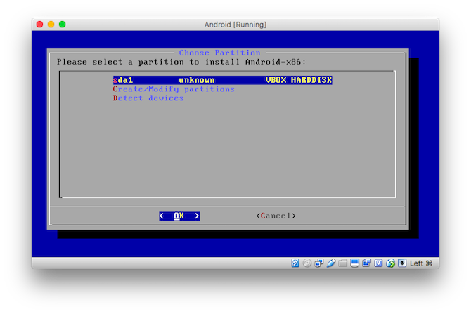 Comment exécuter les applications Android sur macOS choisissez la partition