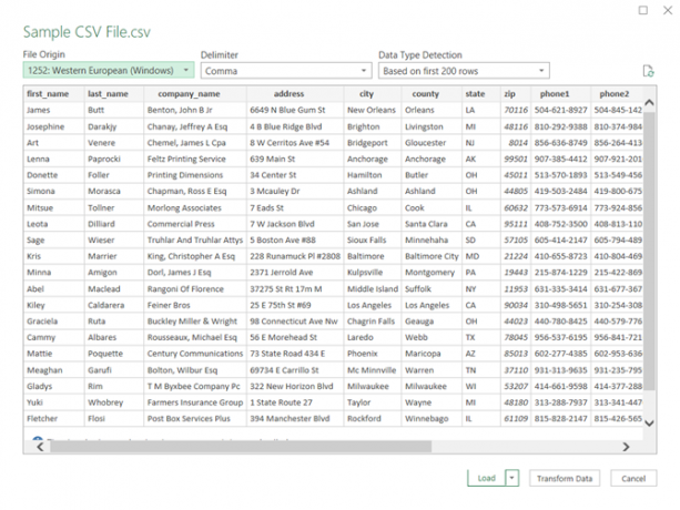 Nouvel assistant d'importation de texte dans Excel