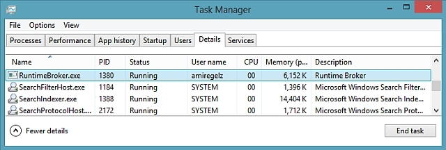 Gestionnaire de tâches Runtime Browker