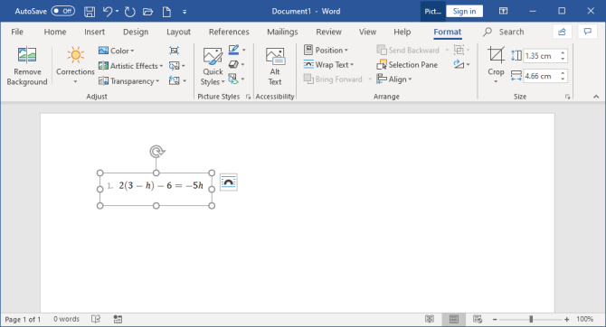 formater l'image en word