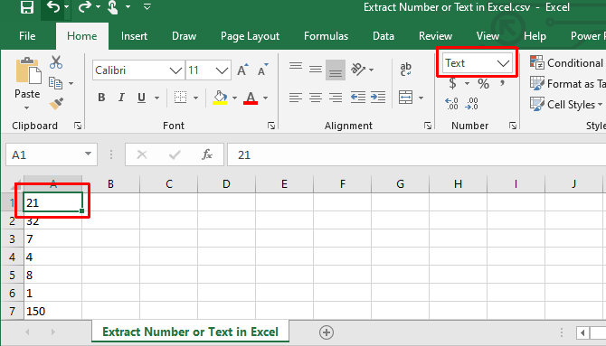 Numéros au format texte dans Excel.