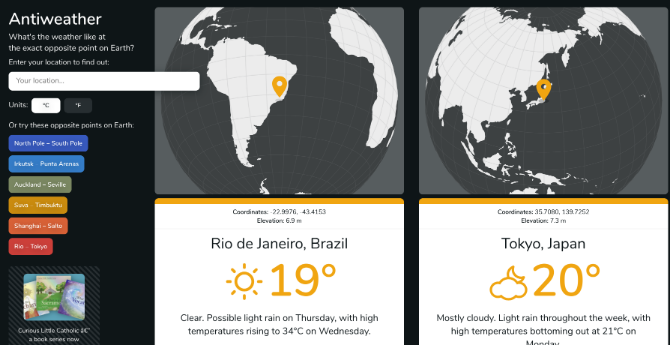 Antiweather vous montre le temps de l'autre côté de la terre