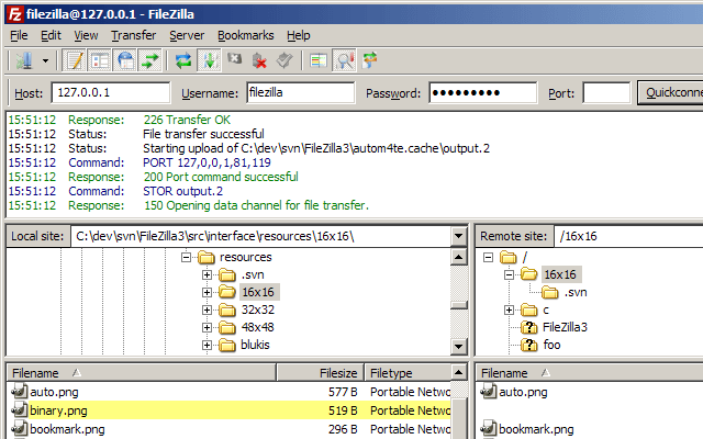 Il s'agit d'une capture d'écran de l'un des meilleurs programmes FTP de Windows. Ça s'appelle FileZilla