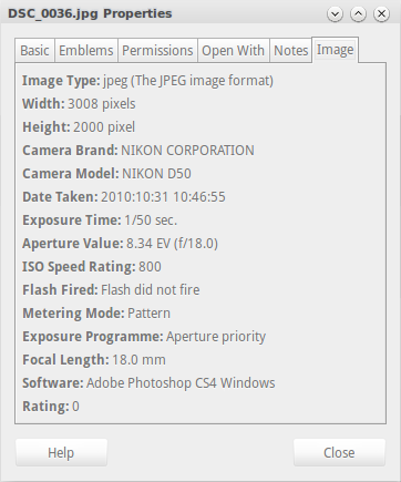 exif photo data