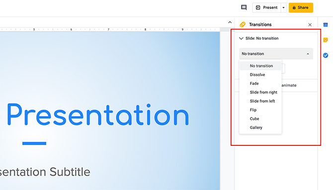 Comment créer une présentation Google Slides New Transition