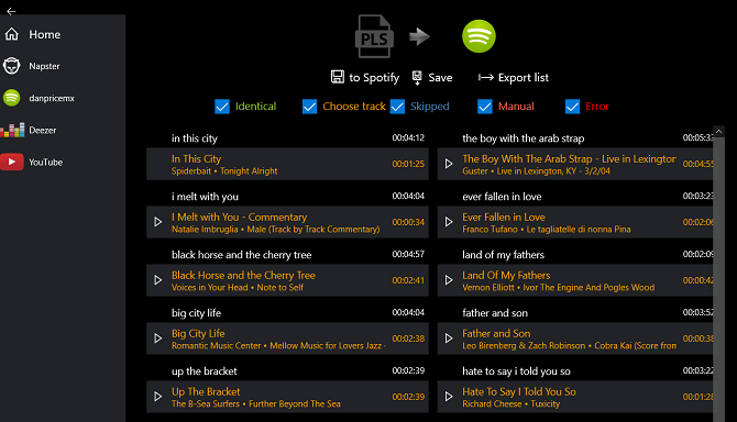 importer des listes de lecture dans Spotify - application Windows de convertisseur de liste de lecture