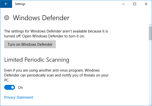 analyse périodique de windows defender