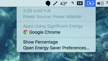 Utilisation d'énergie de Chrome