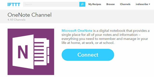 Connecter OneNote à IFTTT