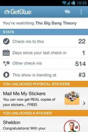 GetGlue - La fête basée sur le divertissement en ligne [Android] Glue big bang