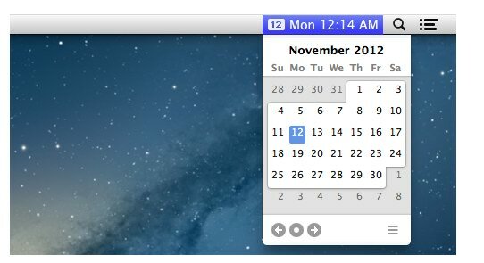 calendrier pour la barre de menus mac