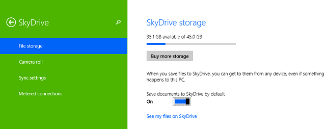 Options de stockage SkyDrive