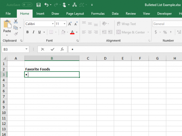 Tapez une puce à l'aide d'un raccourci clavier dans Excel