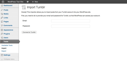 Quoi de neuf dans WordPress 3.3? importation tumblr