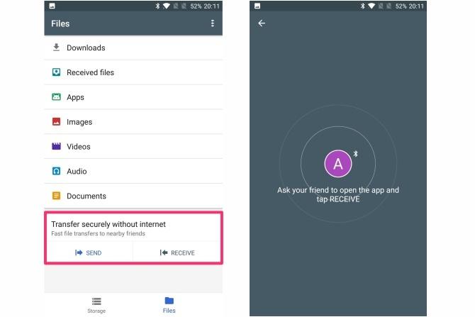 fonctionnalités de l'application google files go