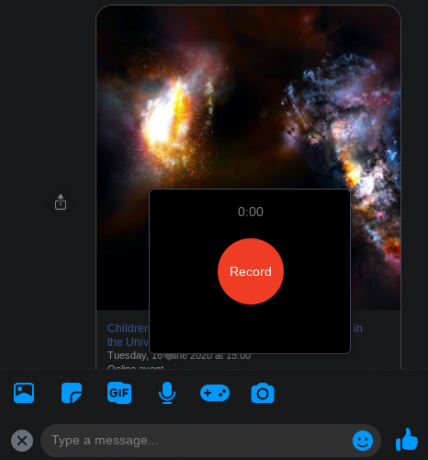 Facebook Messenger enregistre l'audio dans le navigateur