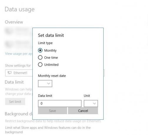 Comment définir les limites d'utilisation des données dans Windows Windows 10 Limites de bande passante